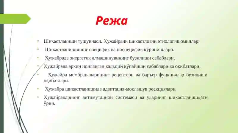 Ҳузайра патофизиологияси 2