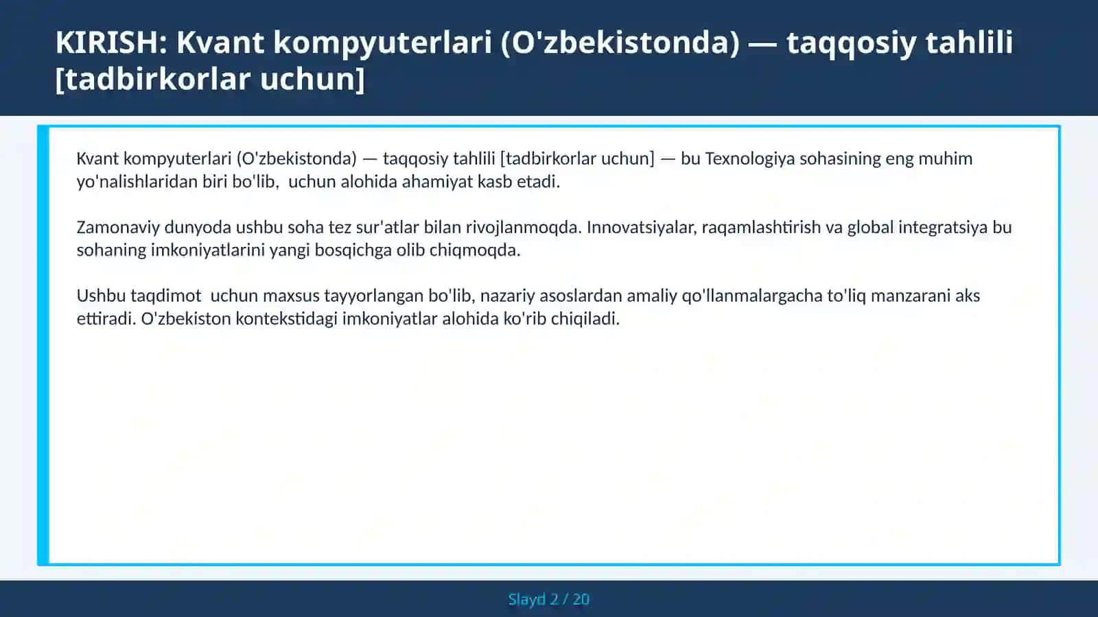 Kvant kompyuterlari (O'zbekistonda) — taqqosiy tahlili [tadbirkorlar uchun] 2