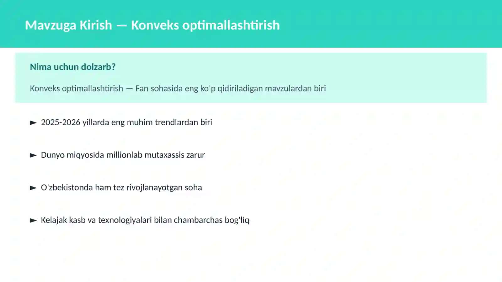 Konveks optimallashtirish 2