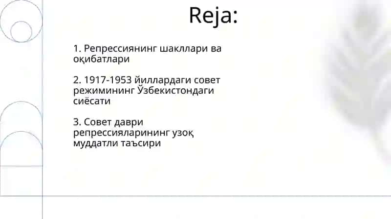 1917-1953-yillarda mustabid sovet tuzumining O'zbekistondagi qatag‘onlik siyosati va oqibatlari 2