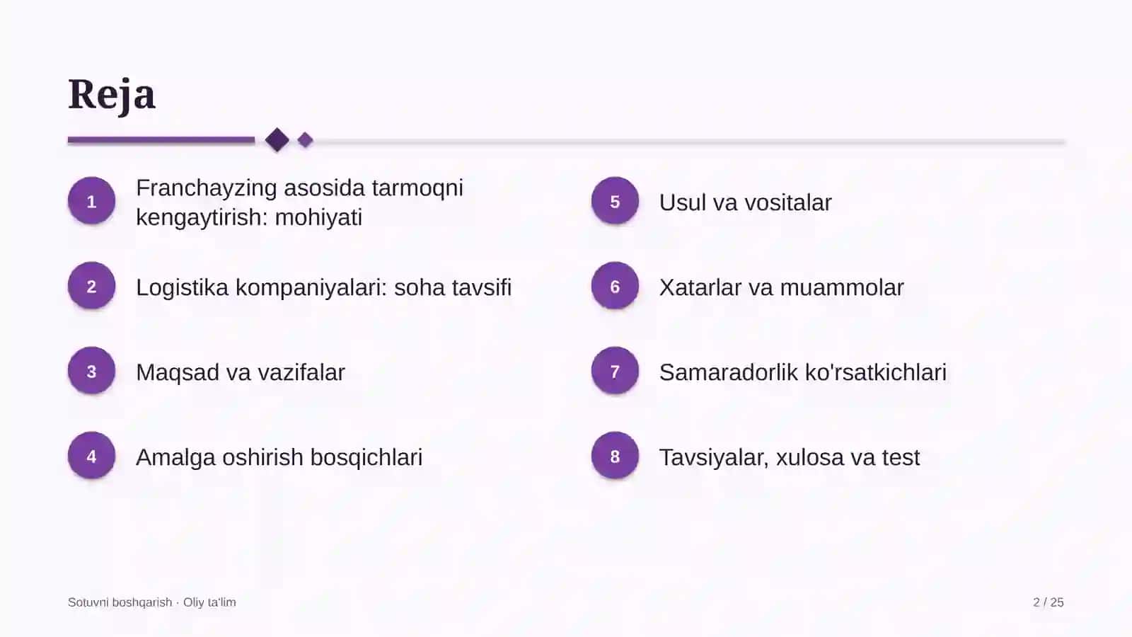 Logistika kompaniyalarida franchayzing asosida sotuv tarmog'ini kengaytirish 2