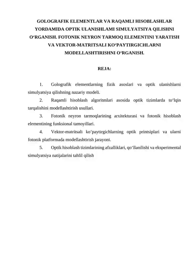 Golografik elementlar va raqamli hisoblashlar 2