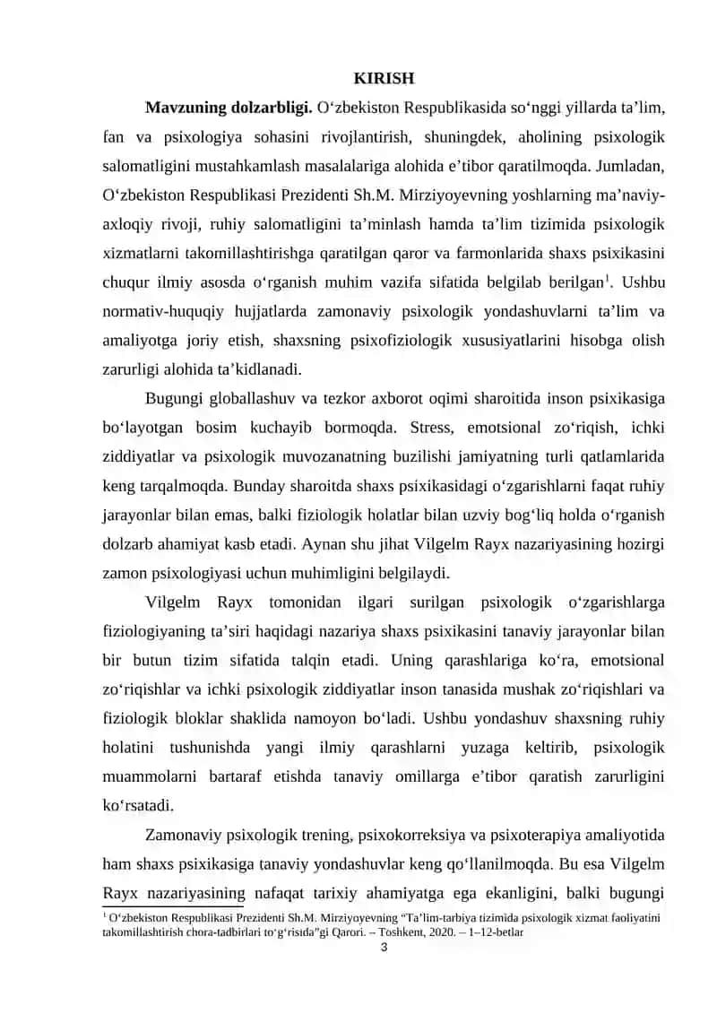 VILGELM RAYXNING PSIXOLOGIK O‘ZGARISHLARGA FIZIOLOGIYANING TA’SIRI NAZARIYASI 2