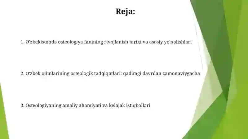 O’zbekiston oliymoraligini osteologiyasi sohasiga qo’shgani hissasi 2