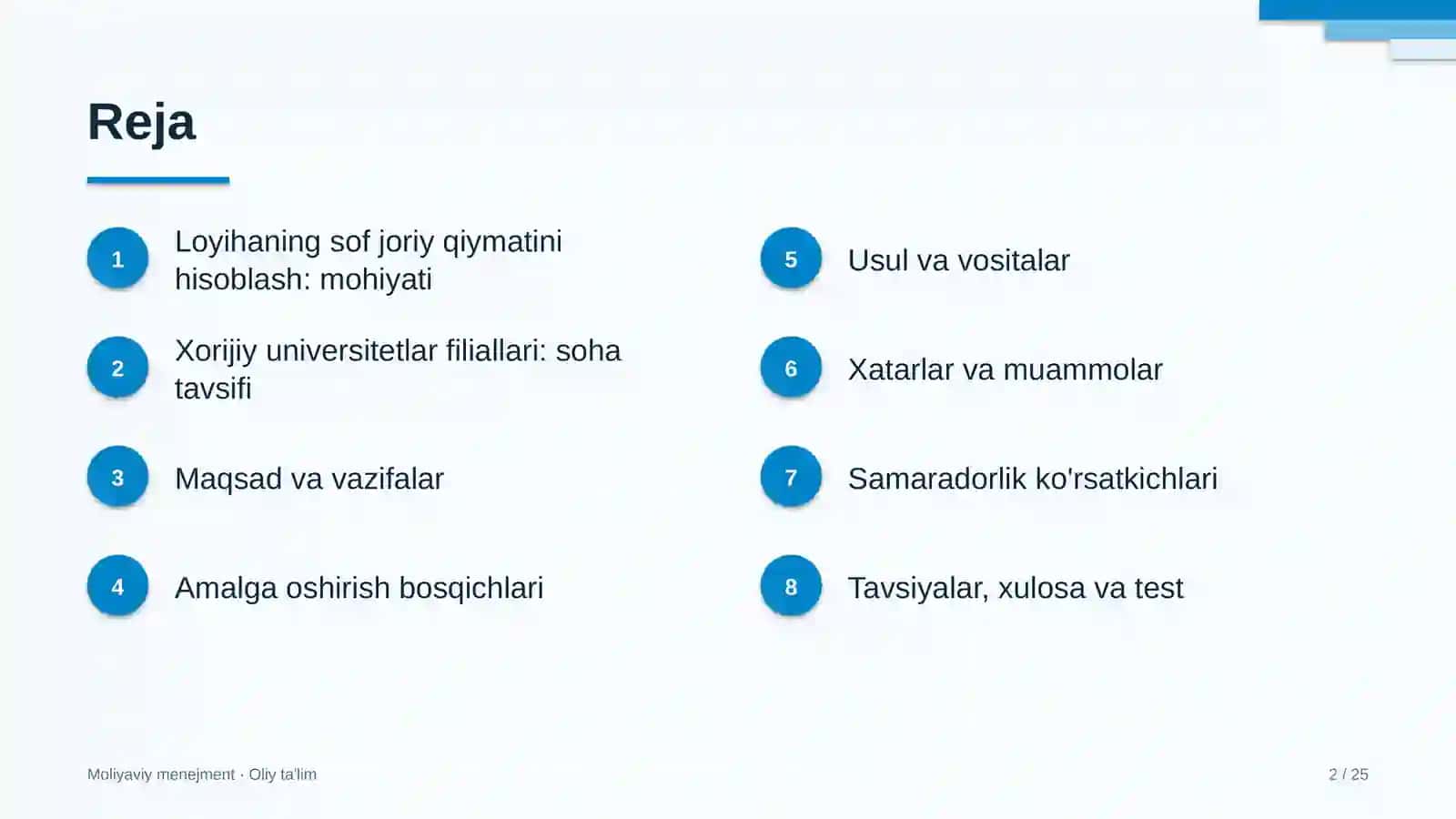 xorijiy universitetlar filiallarida investitsiya loyihalarining sof joriy qiymatini hisoblash 2577 2