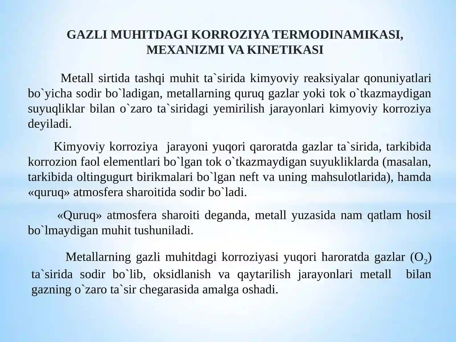 Metallarning gazli muhitdagi korroziyasi 2