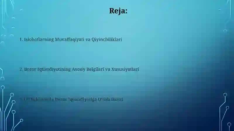 Bozor iqtisodiyotiga o‘tish davri va uning O‘zbekistondagi xususiyatlari 2