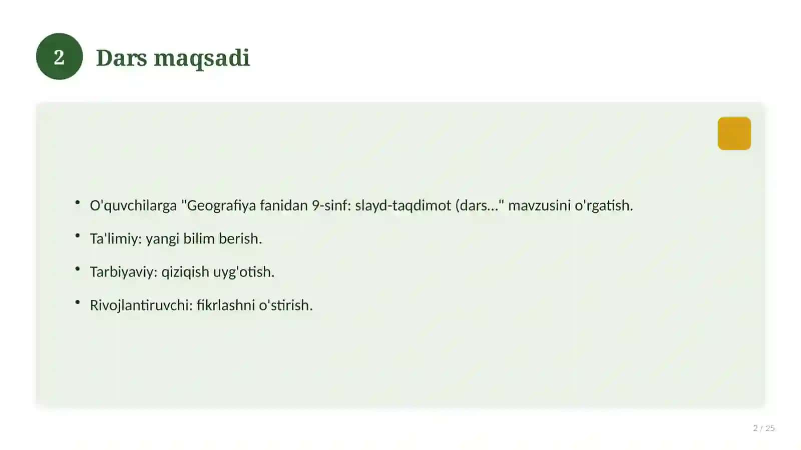 Geografiya fanidan 9-sinf: slayd-taqdimot (dars uchun) 2