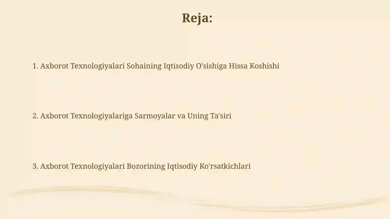 Axborot texnologiyalarining iqtisodiy korsatkichlari 2