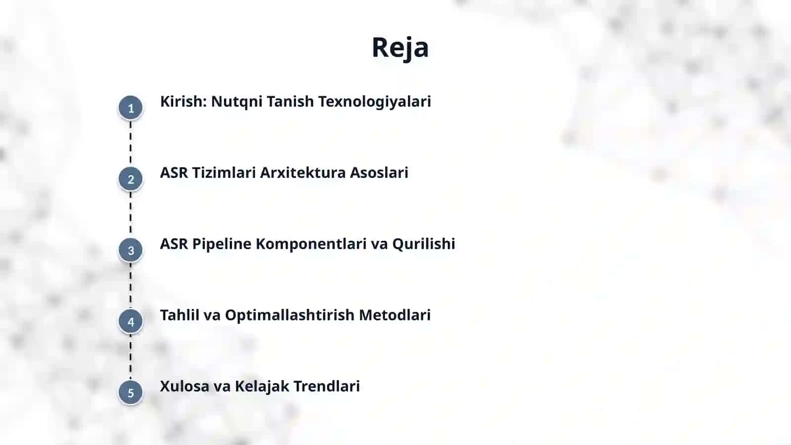 Nutqni tanish tizimlari arxitekturasini tahlil gilish va ASR pipeline qurilishi 2