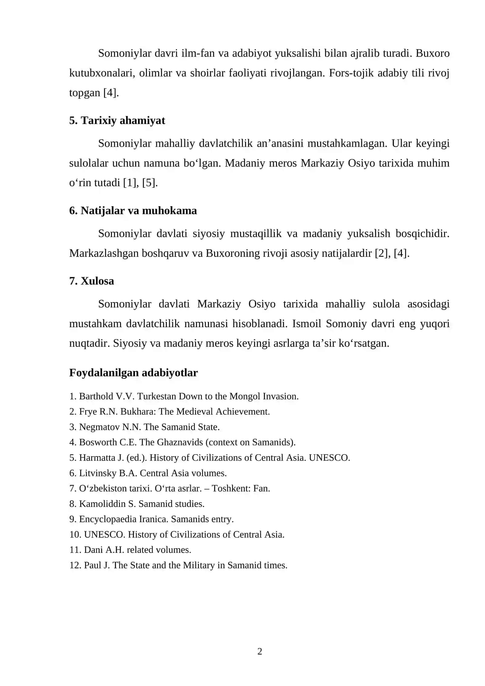 SOMONIYLAR DAVLATINING TASHKIL TOPISHI VA MARKAZIY OSIYO TARIXIDAGI O‘RNI 2