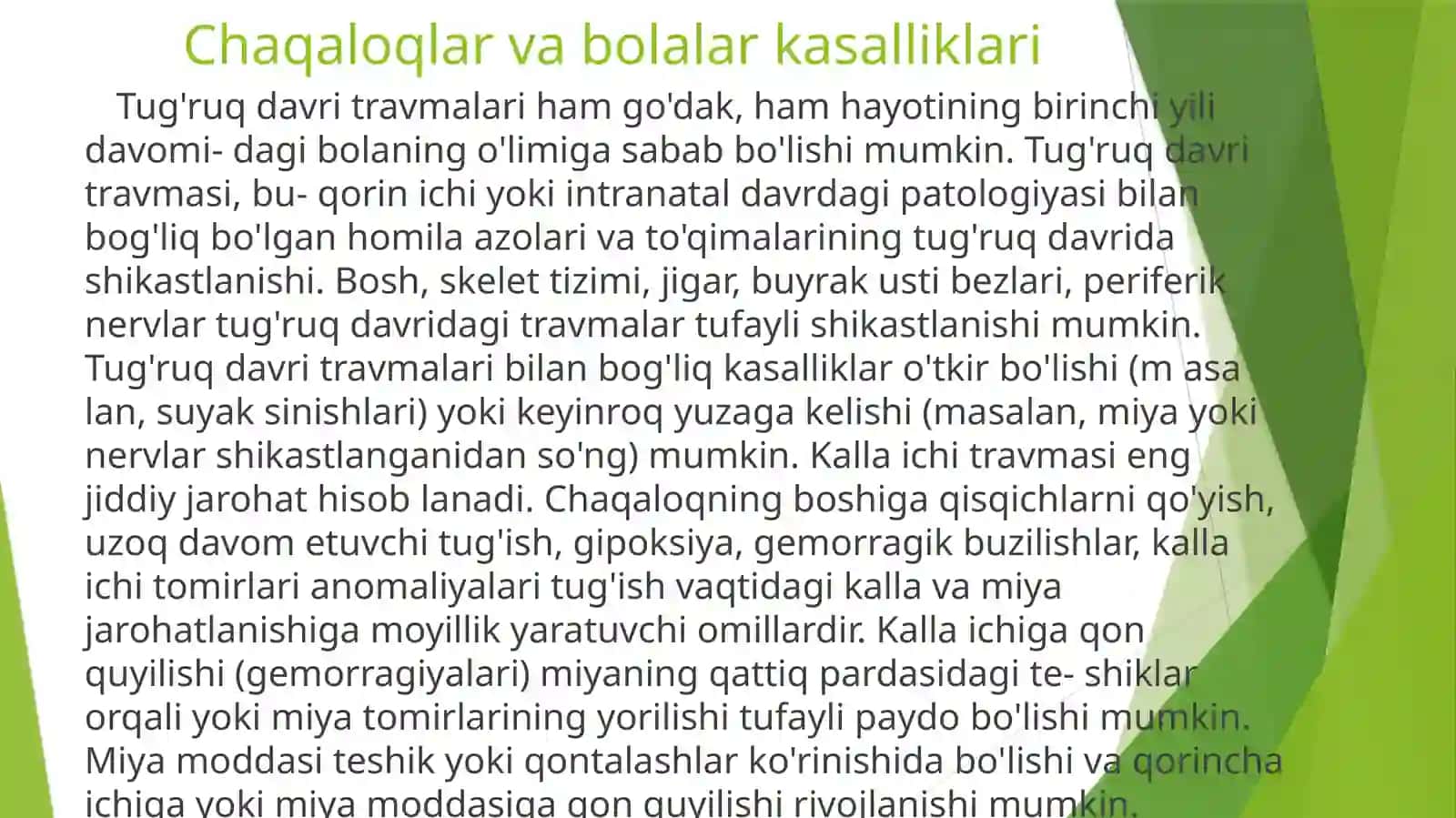 Chaqaloqlar va bоbоlаr kаsаlliklаri 2
