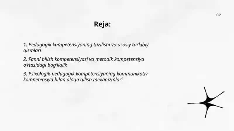 Pedagogik kompetensiyaning tarkibiy qismlari va ularning oʻzaro bogʻliqligi 2