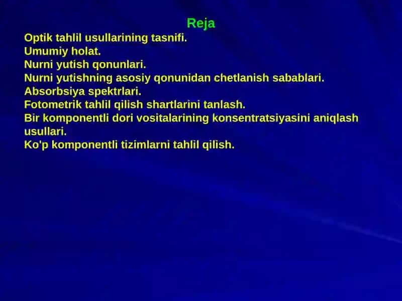 Optik TAHLIL USULLARI 2
