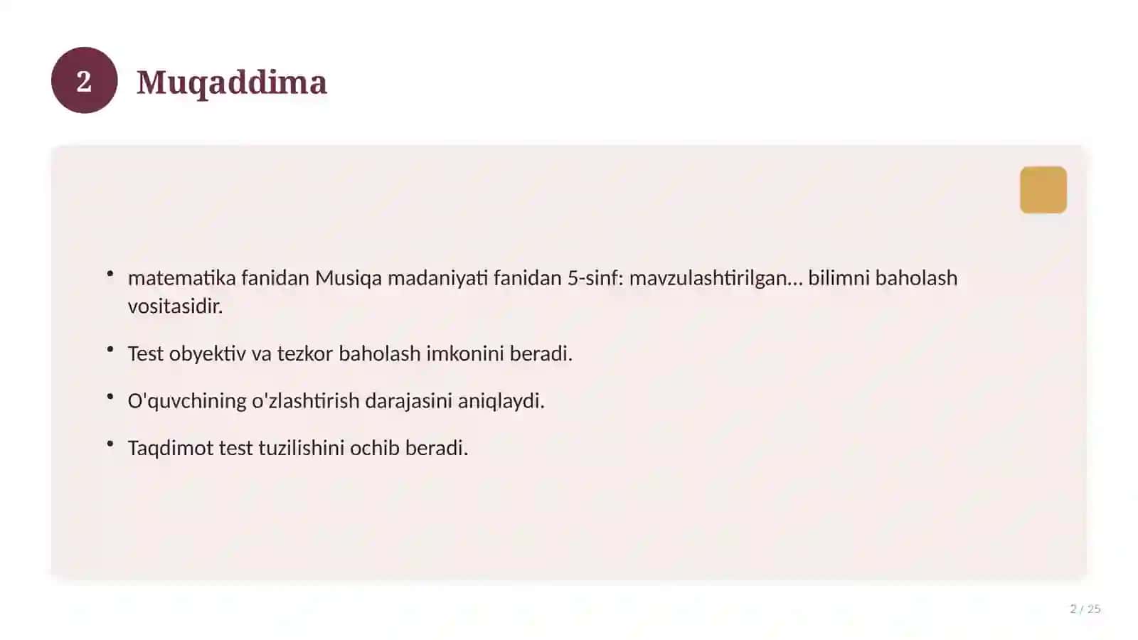 Musiqa madaniyati fanidan 5-sinf: mavzulashtirilgan nazorat ishi va tahlil 2