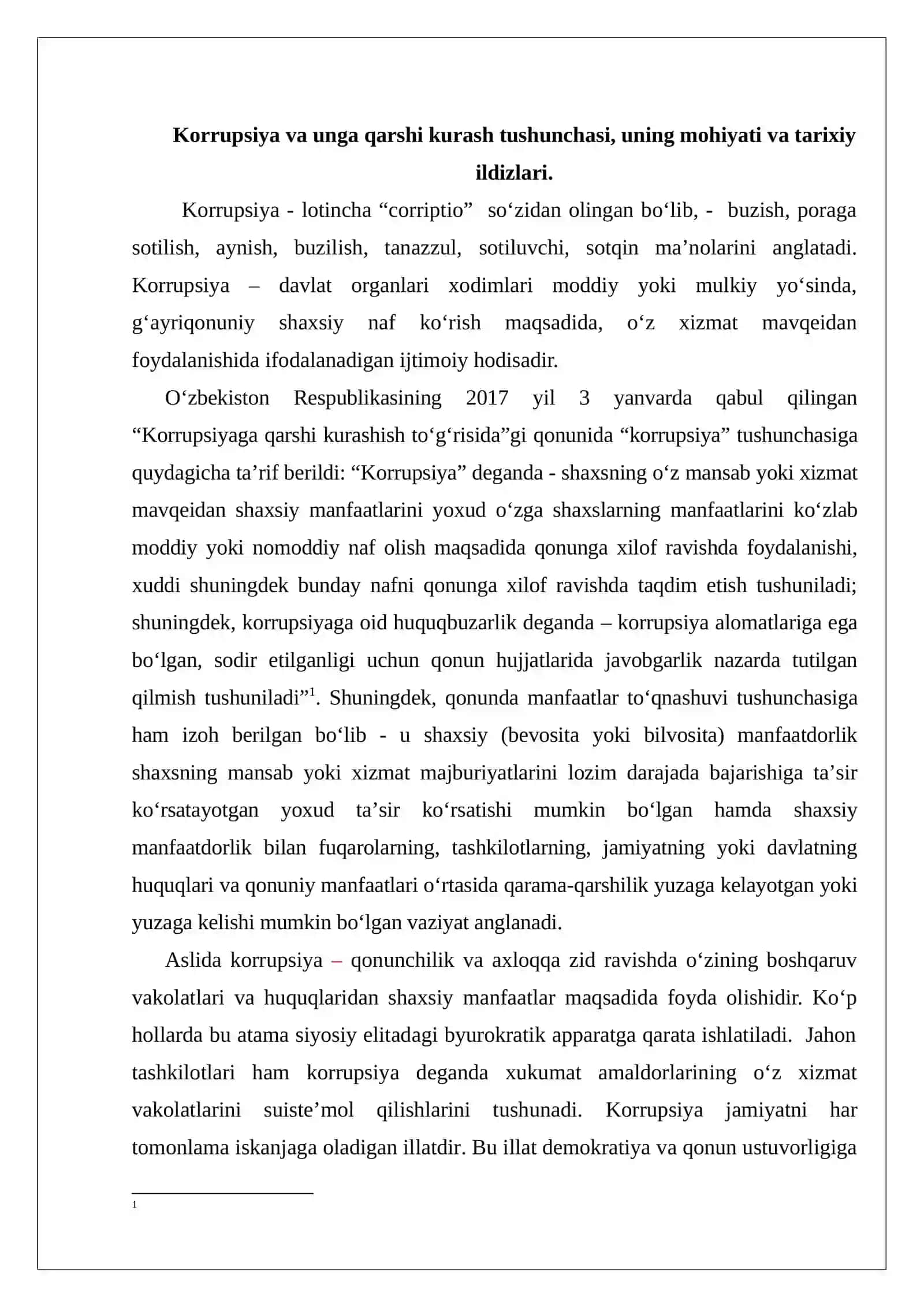 Korrupsiya tushunchasi, uning mohiyati va tarixiy ildizlari 2