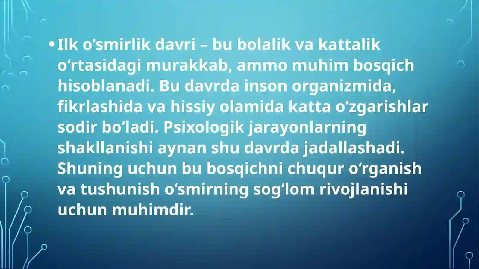 Ilko's pirinlik davri psixologik jarayonlarning shakllanish xususiyatlari 2