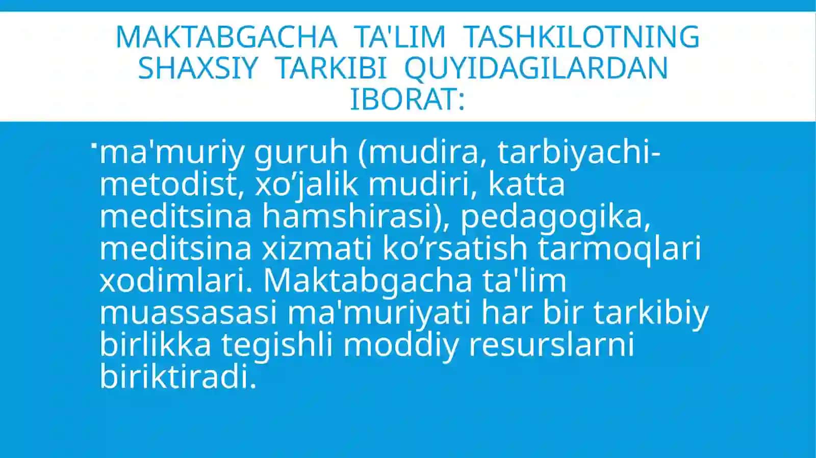 Maktabgacha ta'lim tashkilotining yillik ish rejasini o'rganish vatahlilqilish 2
