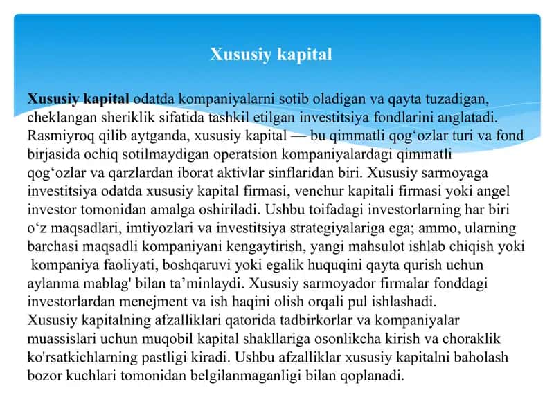 Xususiy kapitaldan foydalanish samaradorligining tahlili 2