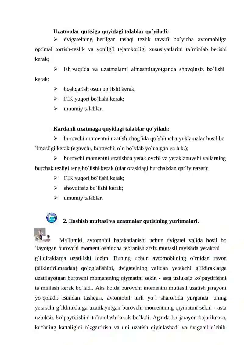 ZAMONAVIY AVTOMOBILLARNING ILASHISH MUFTASIGA TXK 2