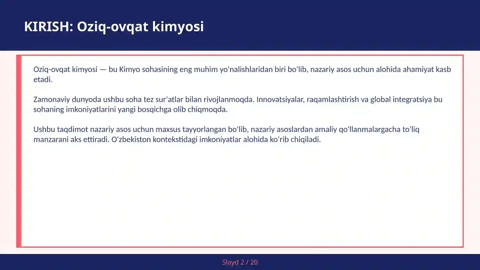 Oziq-ovqat kimyosi 2
