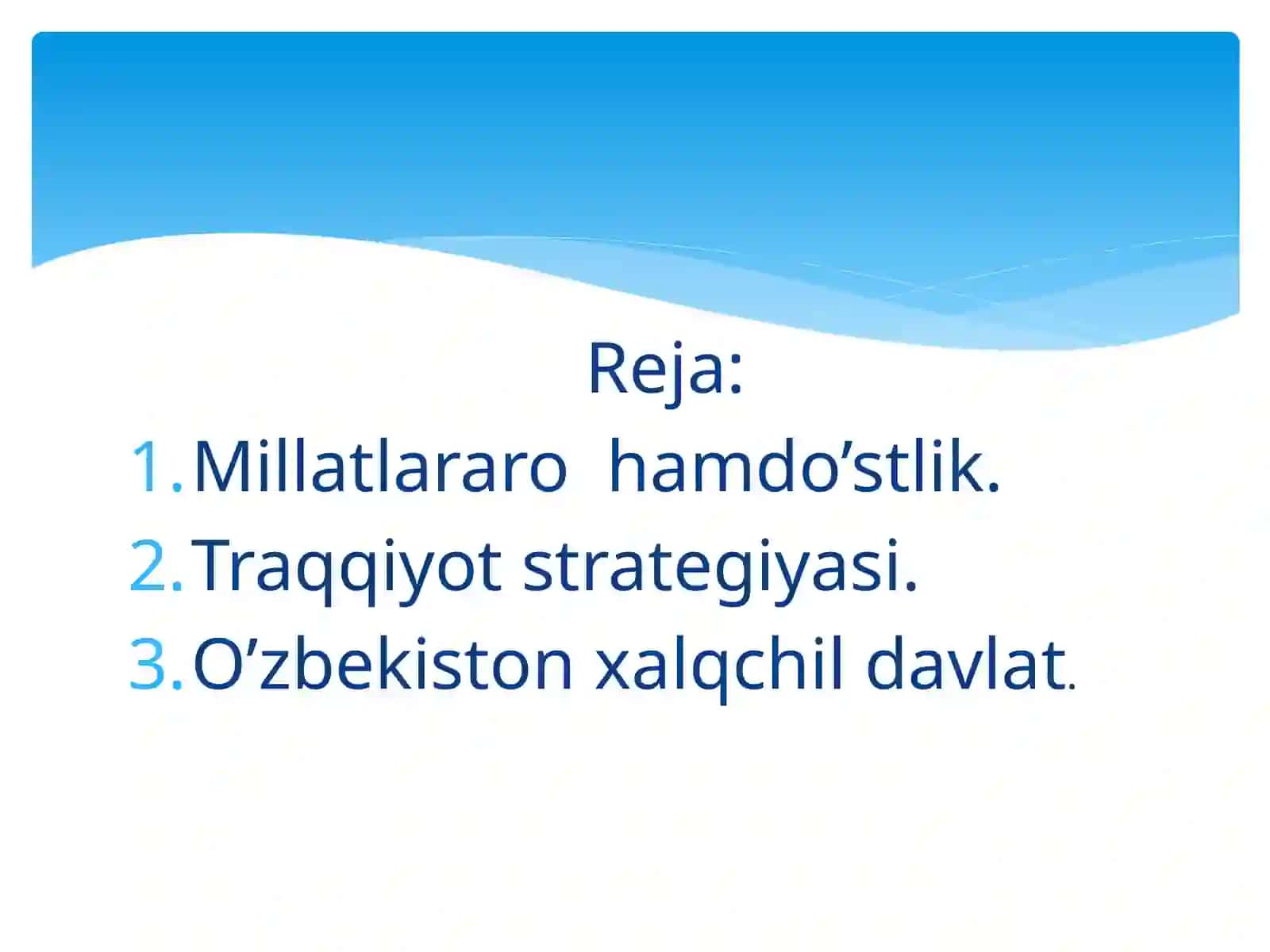 O’zbekiston Millatlararo Totuvlik va Farovonligi 2