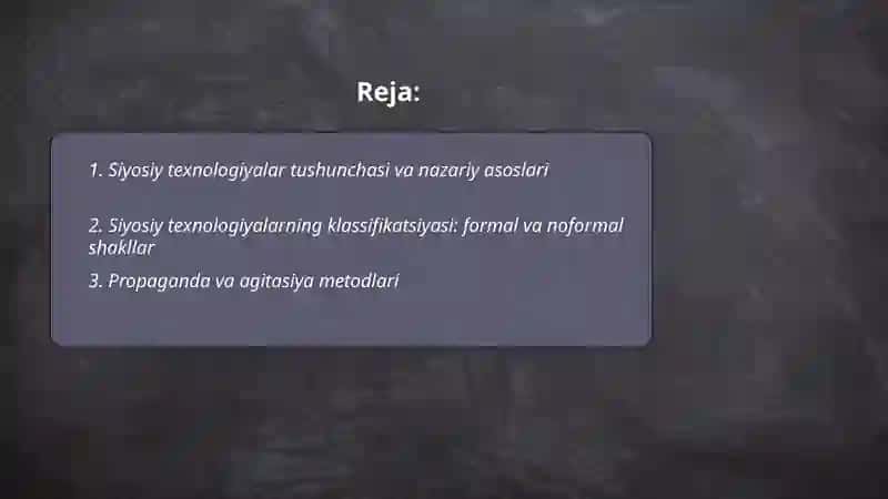 Siyosiy texnologiyalar: shakllari va funksiyalari 2