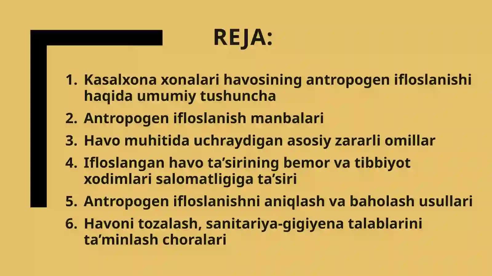 Kasalxona xonalari havosining antropogen ifloslanishi 2