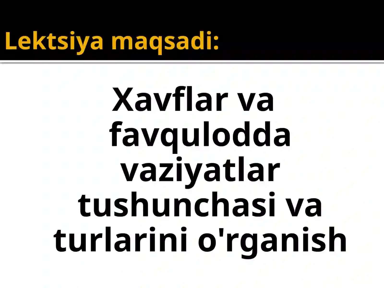 Xavf-xatarlar va favqulodda vaziyatlar tasnifi 2