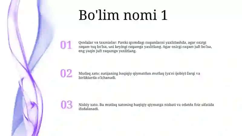 Sonlarni Yaxlitlash Qoidalari Va Taqribiy Sonlar Ustida Amallar.Absalut Va Nisbiy Hato 2