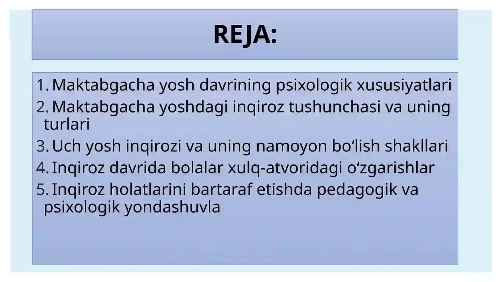 MAKTABGACHA TARBIYA YOSHIDAGI INQIROZ HOLATLARI VA ULARNING PSIXOLOGIK-PEDAGOGIK XUSUSIYATLARI 2