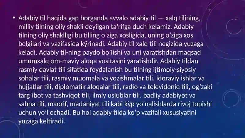 Adabiy Til Haqida 2