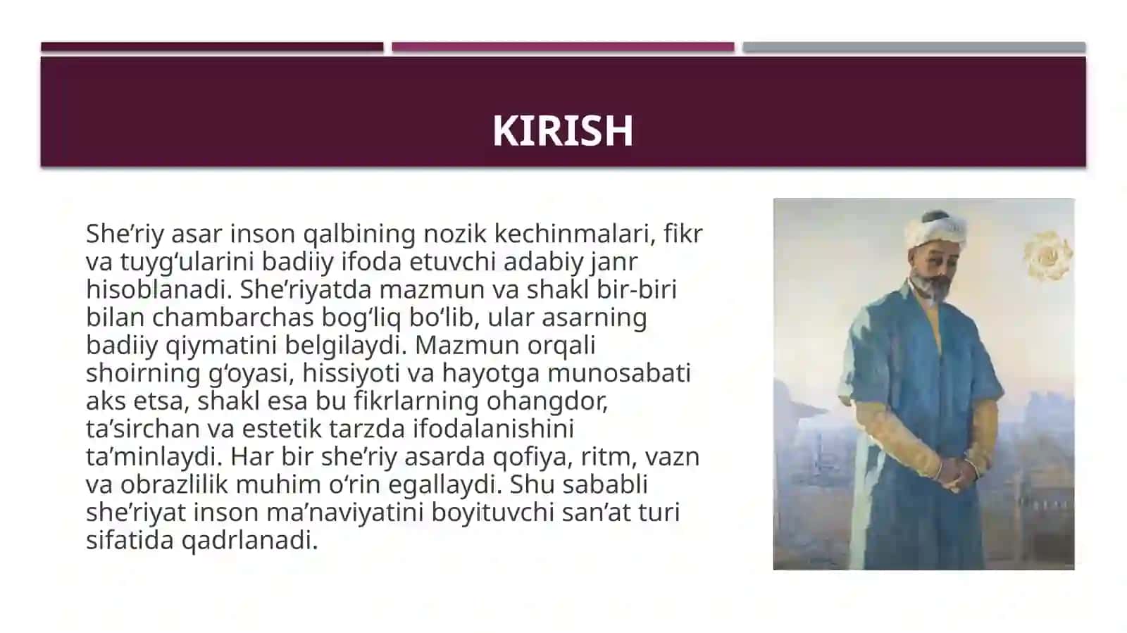 Sheriy asarda mazmun va shaklning oziga xosligi 2