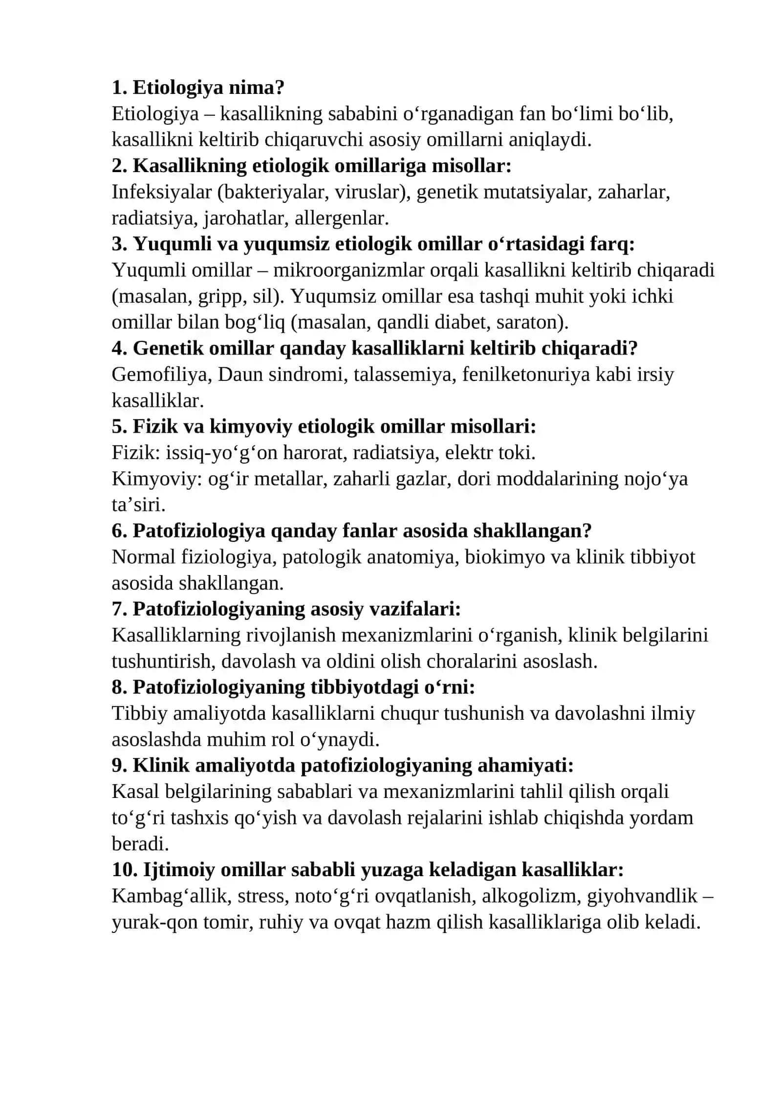 Kasallikning rivojlanishida etiologik omillarning roli. Patofiziologiyaning mustaqil tibbiy-biologik fan sifatida shakllanishi, qism.Kasallikning rivojlanishida etiologik va ijtimoiy-ekologik omillarning ahamiyati, himoya va adaptiv reaktsiyalar 2