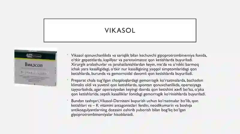 Mahalliy gemostaz uchun zamonaviy dorivositalar 2