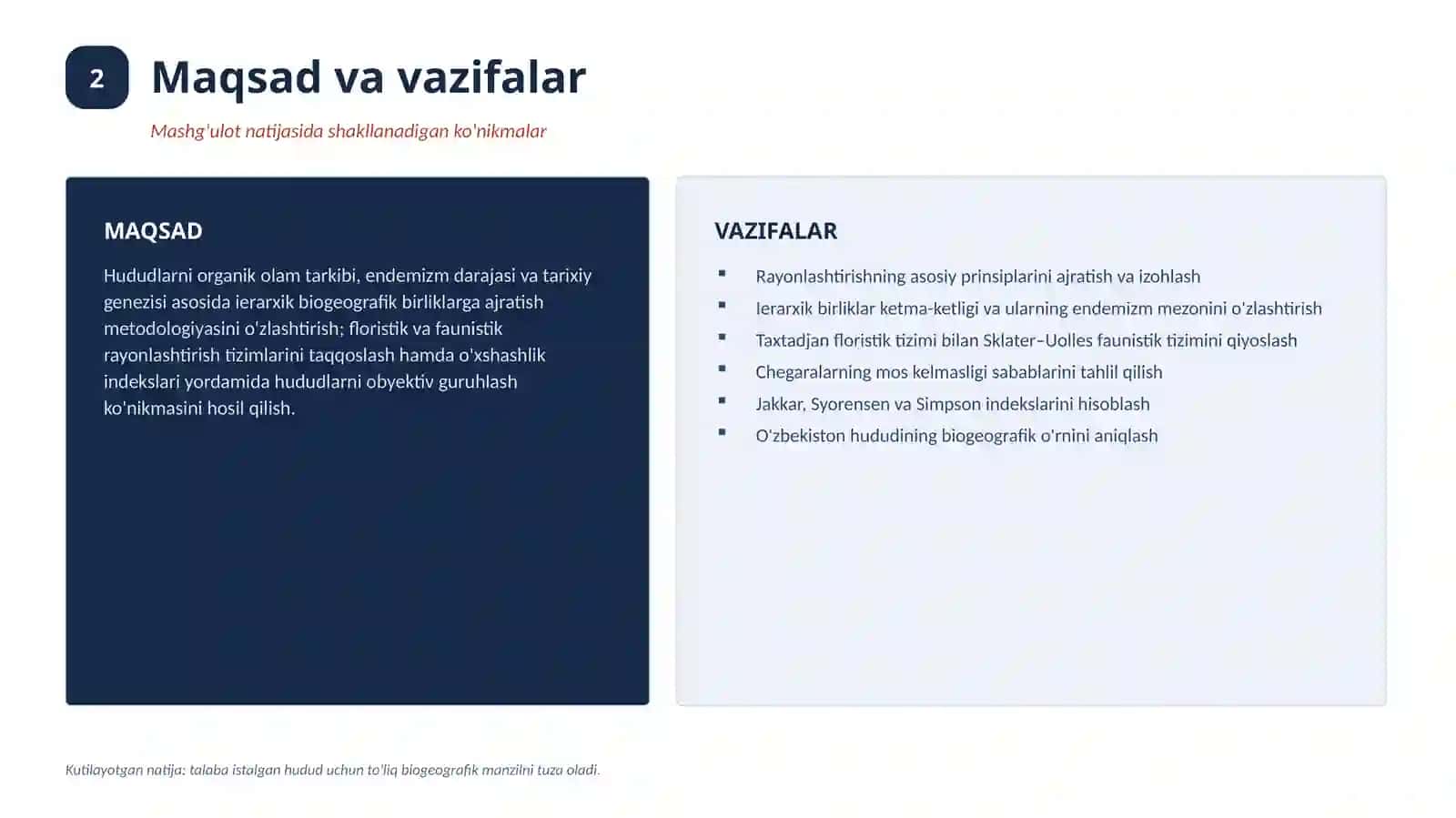 biogeografik rayonlashtirish prinsplari asosida hududlarni guruhlash 2