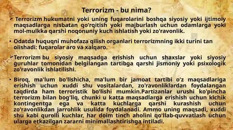 Terrorizm tushunchasi 2