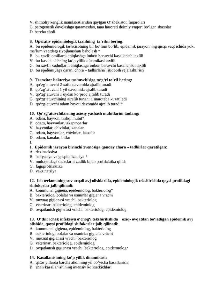 Epidemiologik nazorat tizimida yuqumli kasalliklarning epidemiologik xususiyatlarini e’tiborga olgan holda, epidemiyaga qarshi alohida chora-tadbirlarning potensial samaradorligini baholash yo‘nalishida laboratoriya xizmatini tashkil etish 2