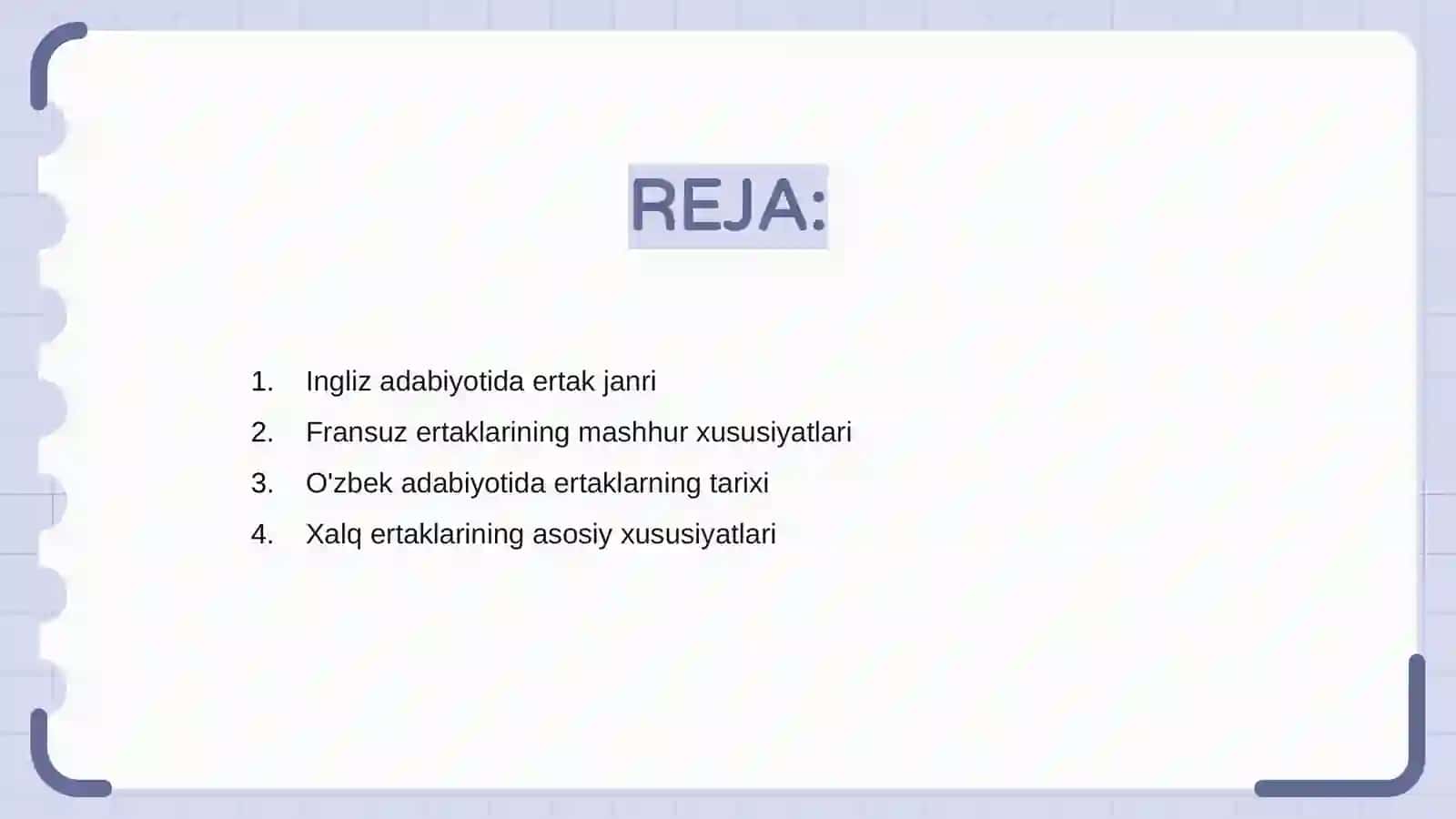 Ingliz, fransuz va o'zbek adabiyotida ertak janri 2