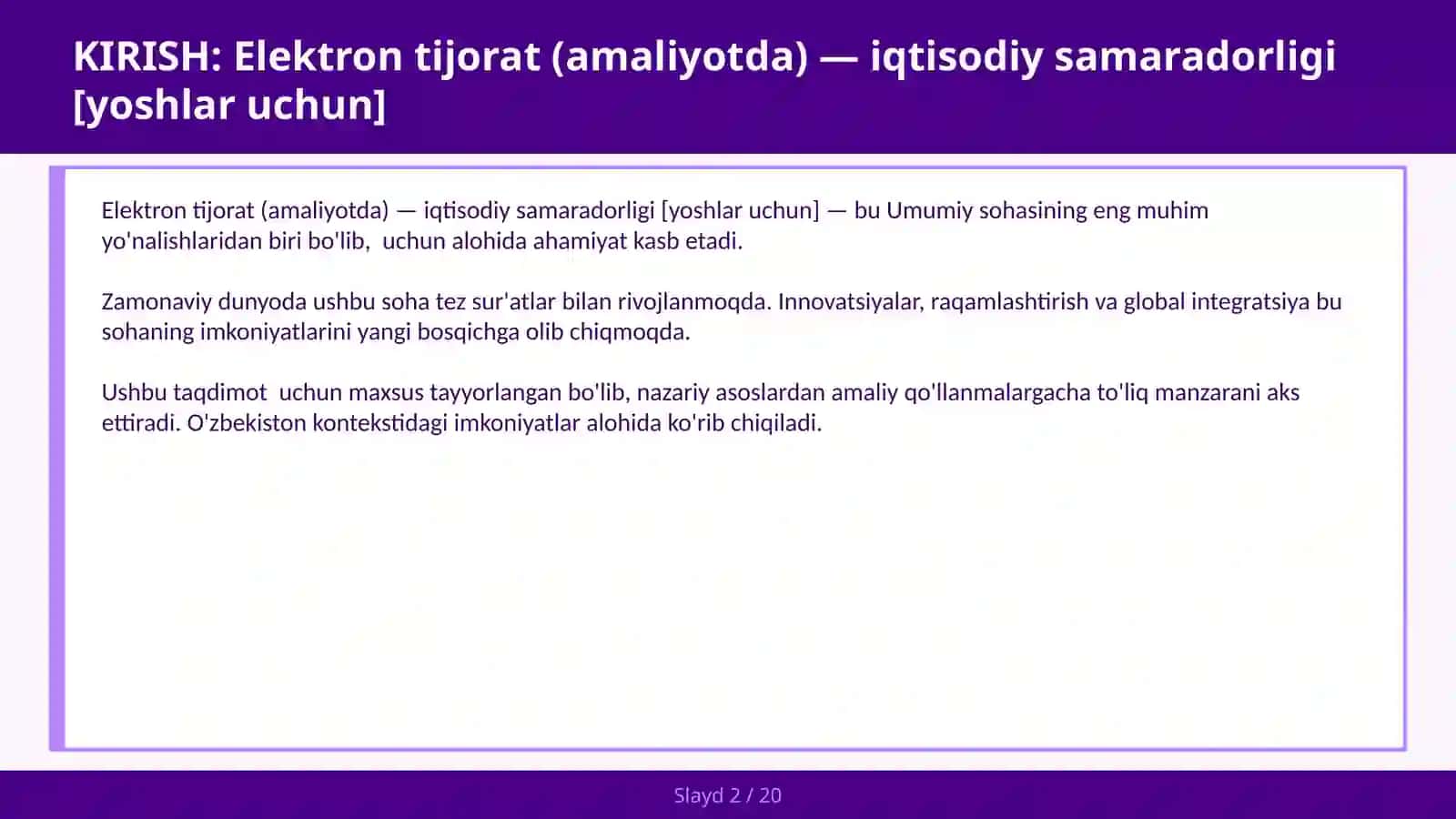 Elektron tijorat (amaliyotda) — iqtisodiy samaradorligi [yoshlar uchun] 2