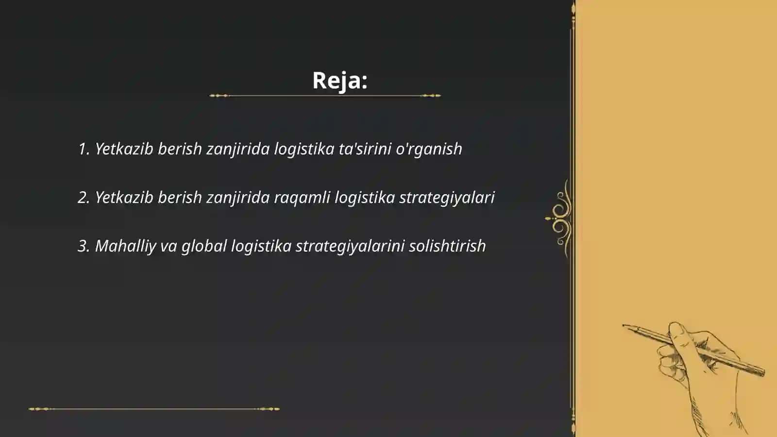 Yetkazib berish zanjirini boshqarishda logistik strategiyalarni rivojlantirish 2