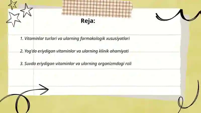 Vitaminlar, kofermentlar va temir preparatlarining klinik farmakologiyasi 2