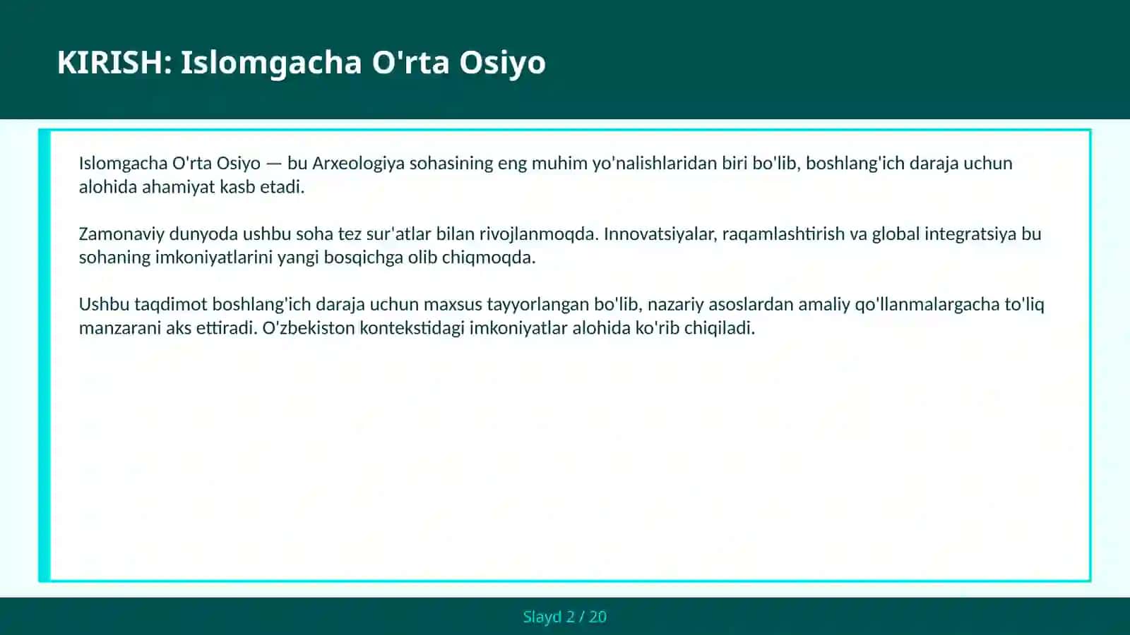 Islomgacha O'rta Osiyo 2