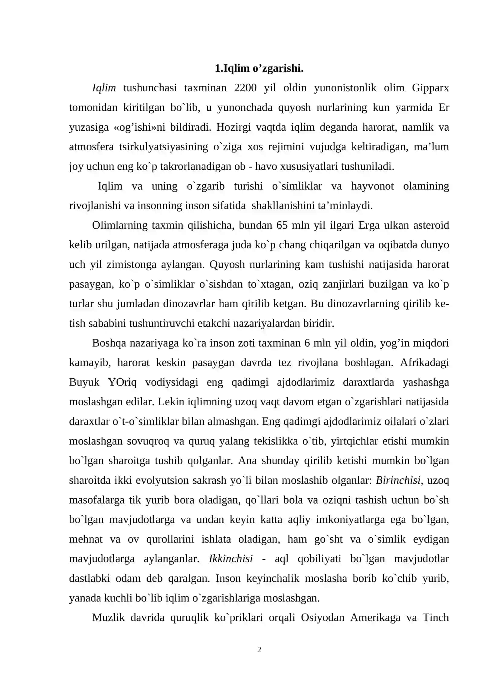 Iqlim o’zgarishi 2