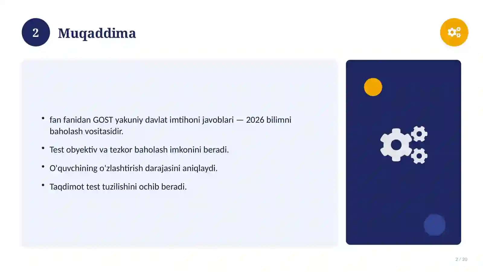 GOST yakuniy davlat imtihoni javoblari — 2026 2
