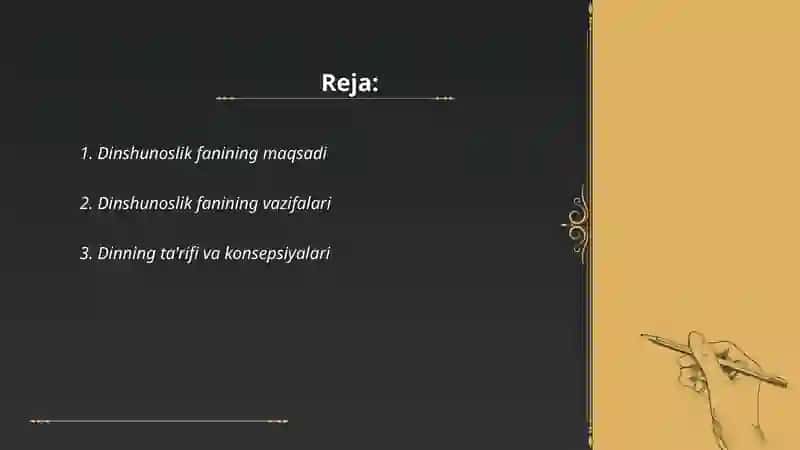 Dinshunoslik fani maqsad va vazifalari 2
