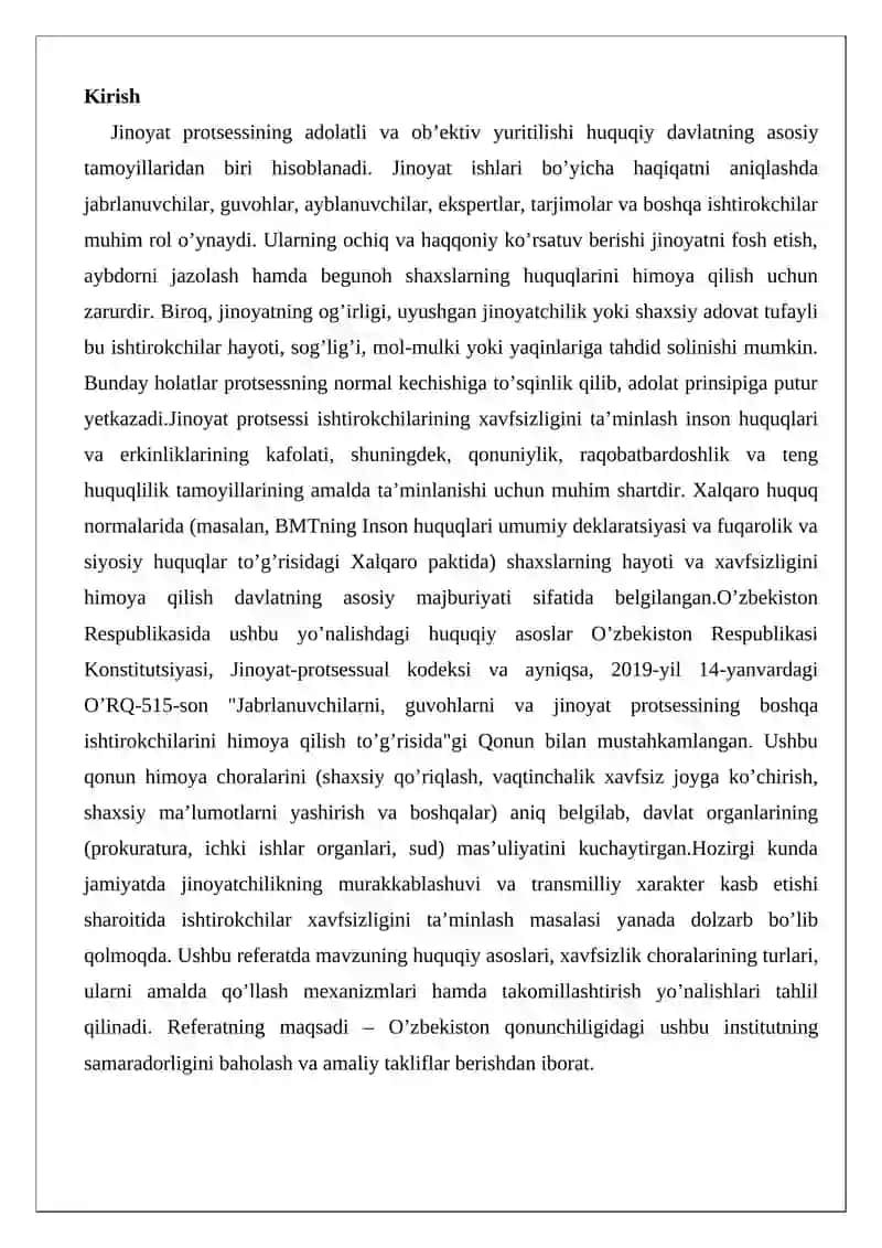 Jinoyat protsessi ishtirokchilarining xavfsizligini ta’minlash 2