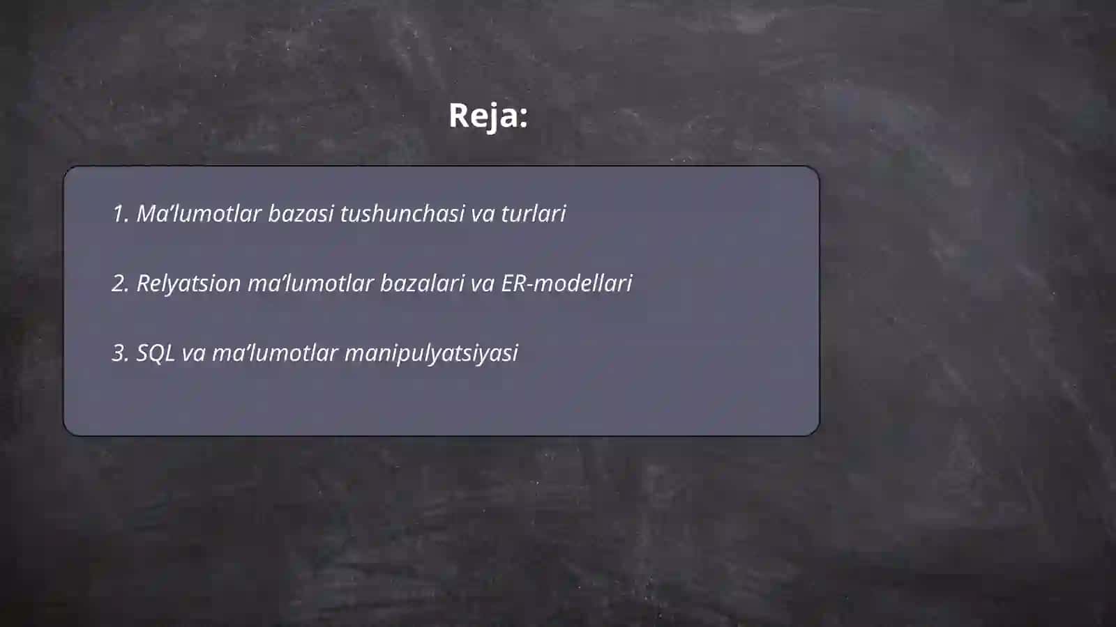 Ma’lumotlar va bilimlar bazasi. Bilimlarni ifodalash modellari Abdusalomov Xayrullo 2