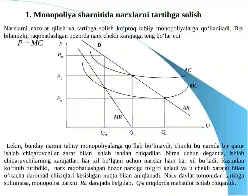Monopolhokimiyat Sharoitida Narx Belgilash Tarmoqiyillari 2