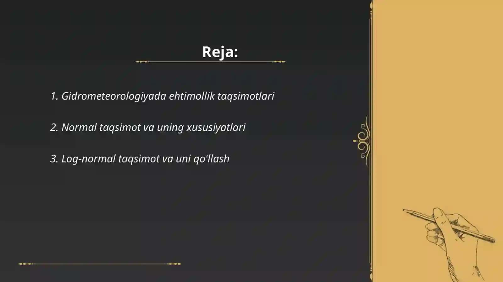 Gidrometeorologiyada qo‘llaniladigan asosiy taqsimot qonunlari 2